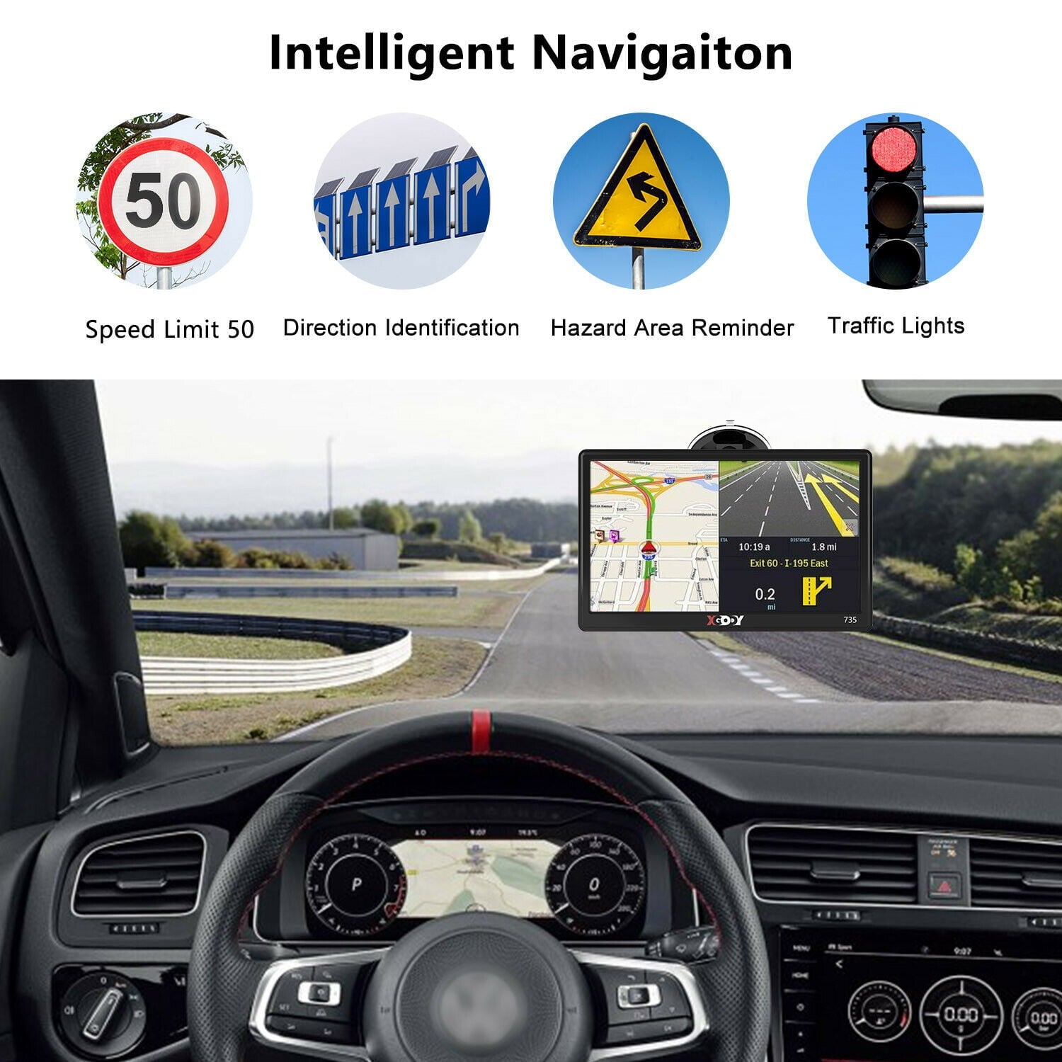 IOTWE GPS Navigation for Car, GPS for Truck Drivers Commercial (7 Inch), 2022 Map with Free Lifetime Updates, Intelligent GPS Navigation System, Spoken Turn by Turn Directions, Speed Limit Warnings