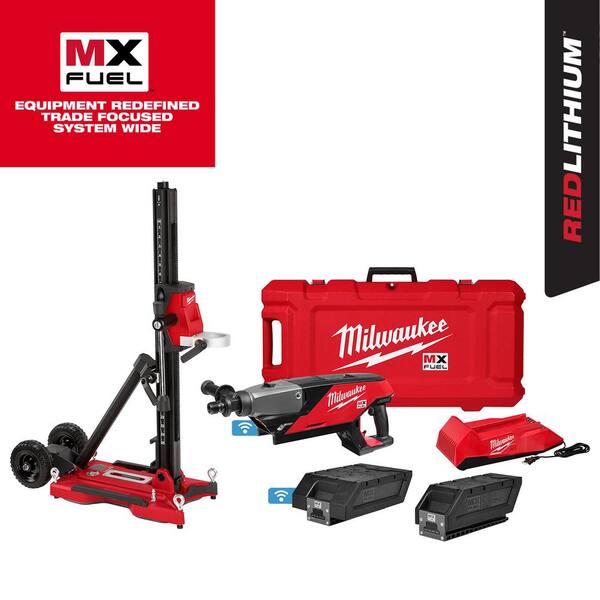 MX FUEL Lithium-Ion Cordless Handheld Core Drill Kit with Stand, 2 Batteries and Charger