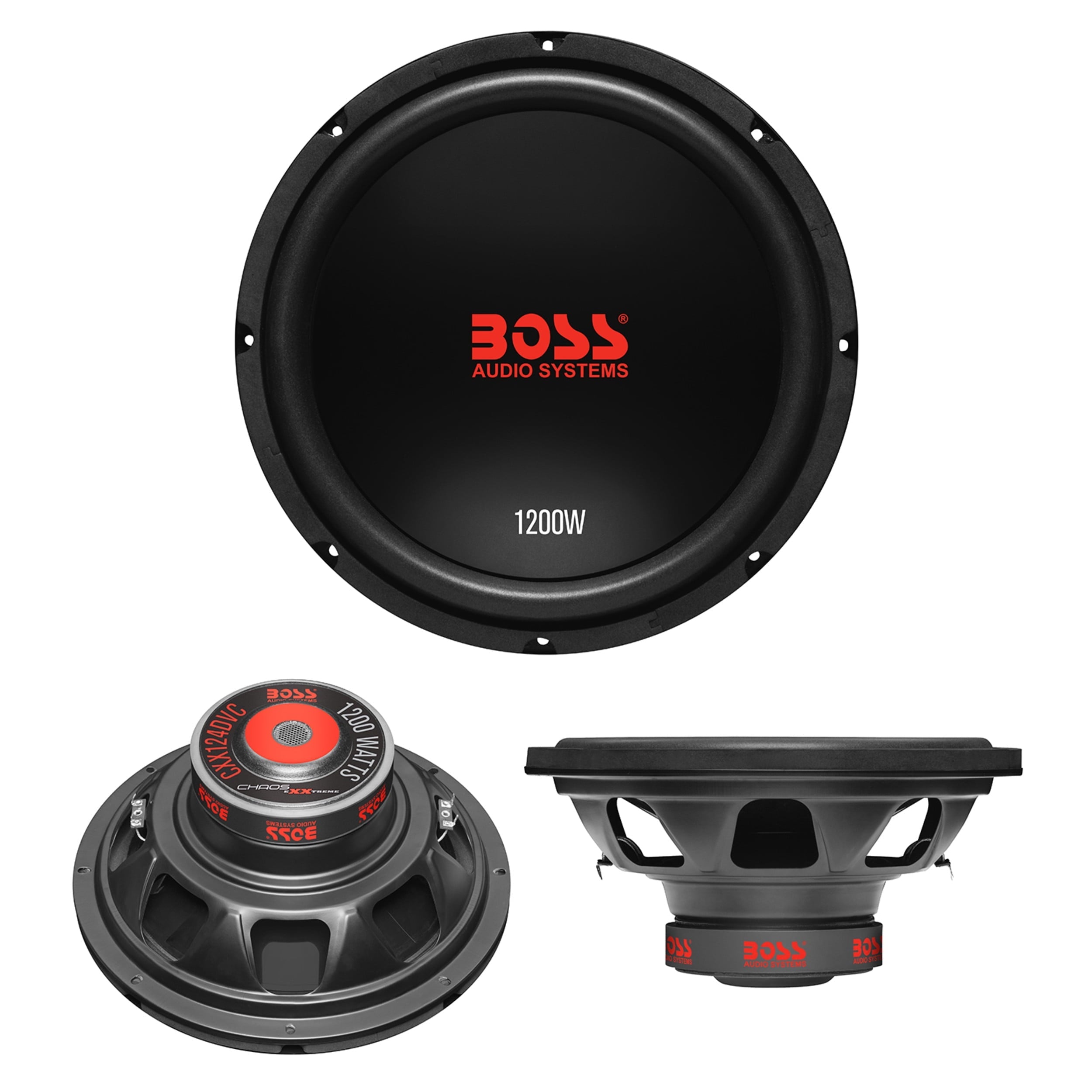 BOSS Audio Systems CXX124DVC Chaos Exxtreme Series 12 inch Car Audio Subwoofer - 1200 Watts Max, Dual 4 Ohm Voice Coil, for Truck, Boxes and Enclosures, Use With Amplifier