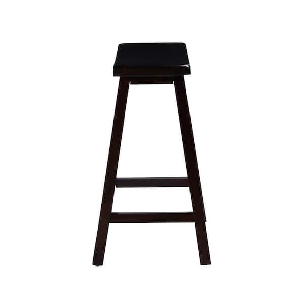 Saddle Dark Brown Wood Backless Counter Stool with Saddle Seat