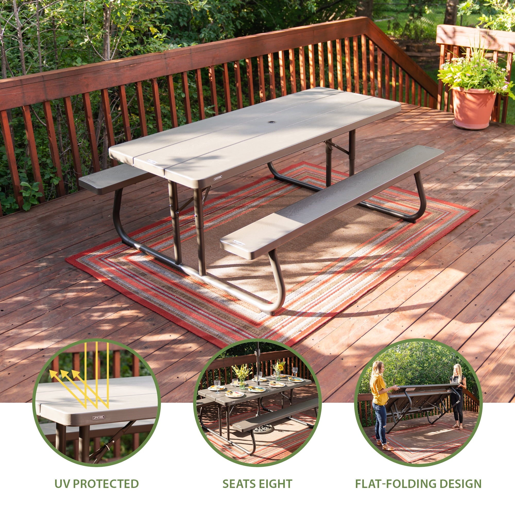 Lifetime 6 Foot Folding Picnic Table, Brown, 60105