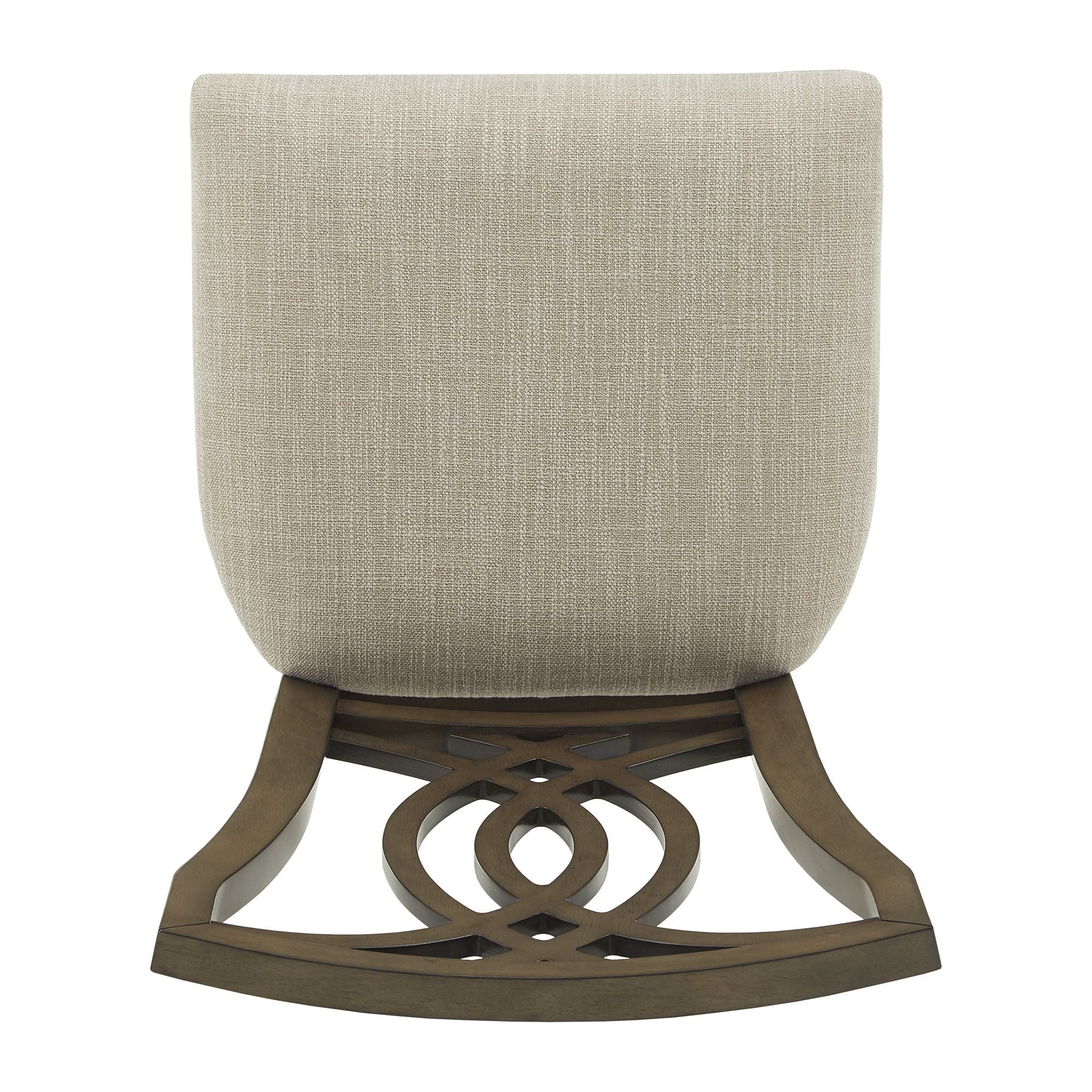 Weston Home Rococo Wood Upholstered Dining Chairs, Set of 2, Beige Fabric, Dark Walnut Finish, Side Chair