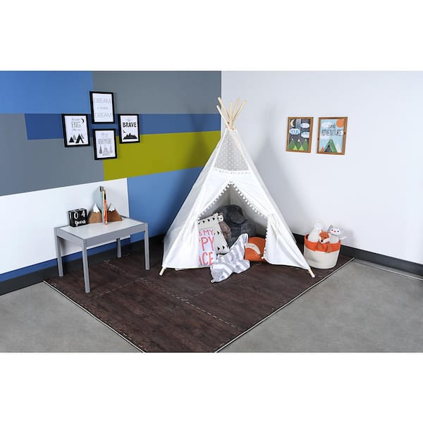 Reversible Dark Walnut/Black Faux Wood 24 in. x 24 in. x 0.47 in. Foam Mats (4-Pack)