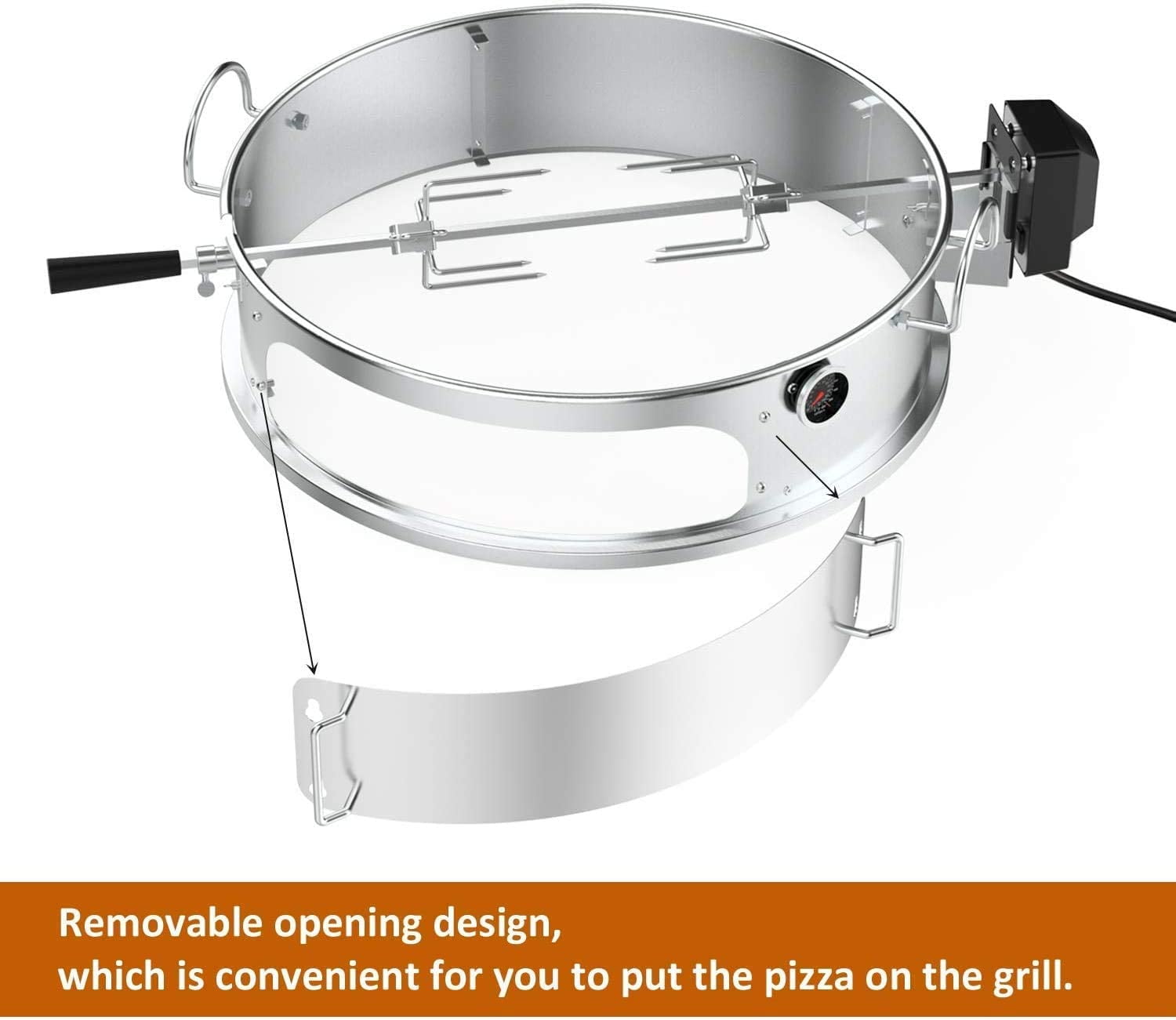 Onlyfire Multi-Purpose Rotisserie Ring Kit for Weber 22 1/2