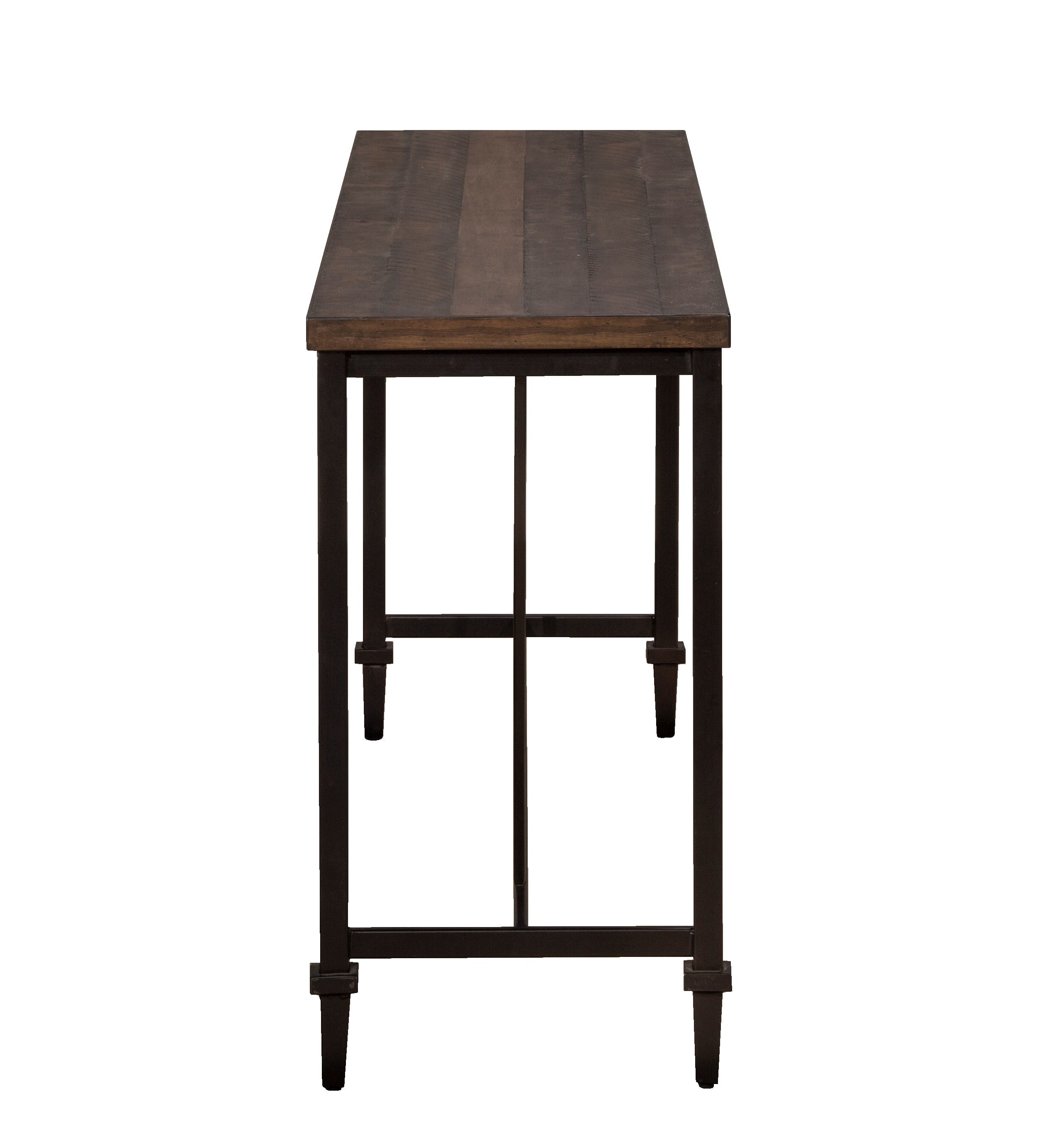 Hillsdale Furniture Trevino Distressed Walnut Top Copper Metal Console Table