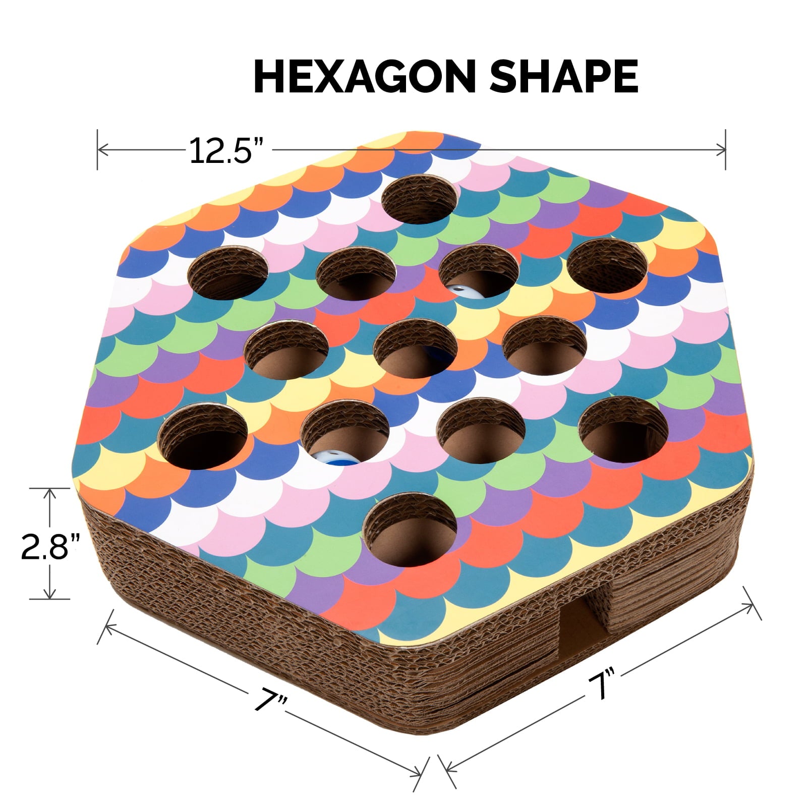 FurHaven Pet Cat Scratcher | Hexagon Corrugated Cat Scratcher Busy Box with Catnip