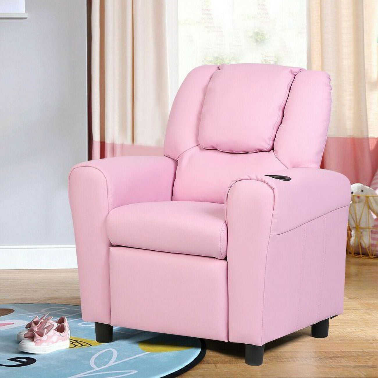 Children PU Leather Recliner Chair with Front Footrest