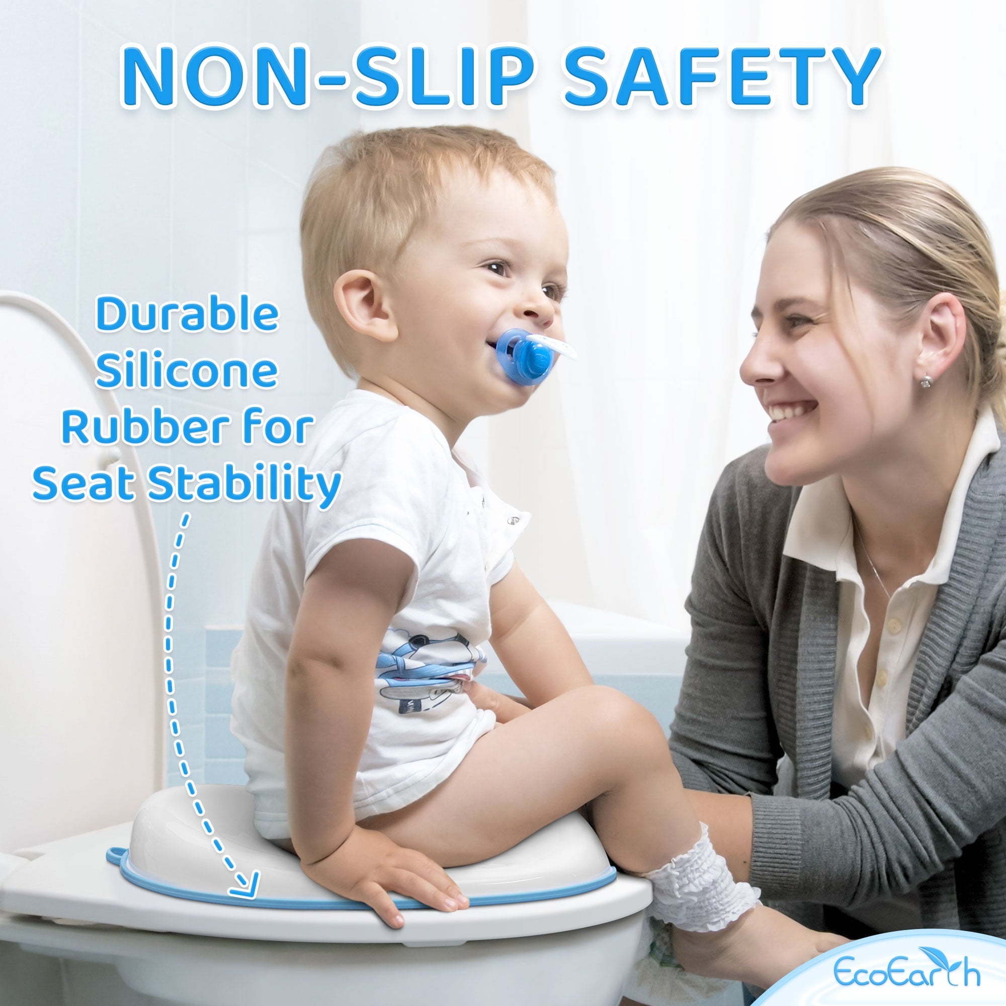 Potty Training Seat W/ Splash Guard, Toddler Safe-Potty Seat by EcoEarth