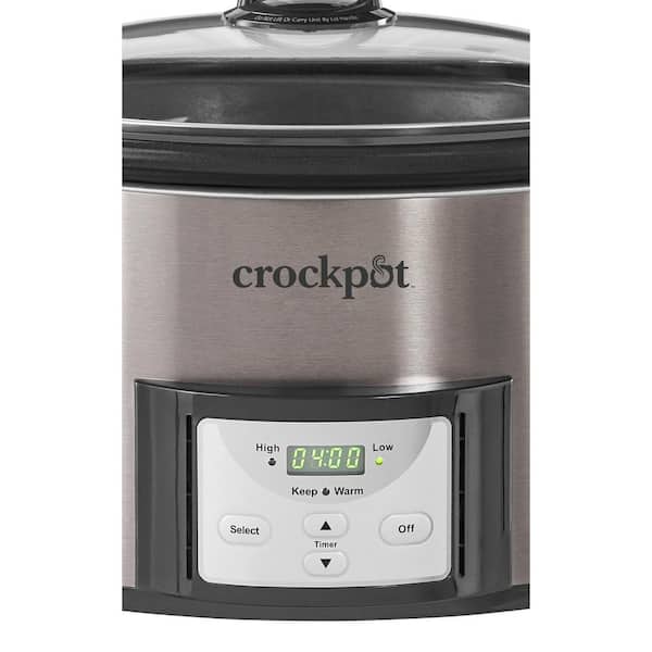 7-qt. Black and Stainless Steel Cook and Carry Digital Countdown Slow Cooker with Easy Clean