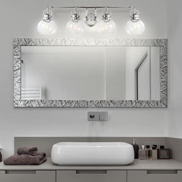 Shirley 34 in. 4-Light Metal/ Bubbled Glass Chrome Vanity Light
