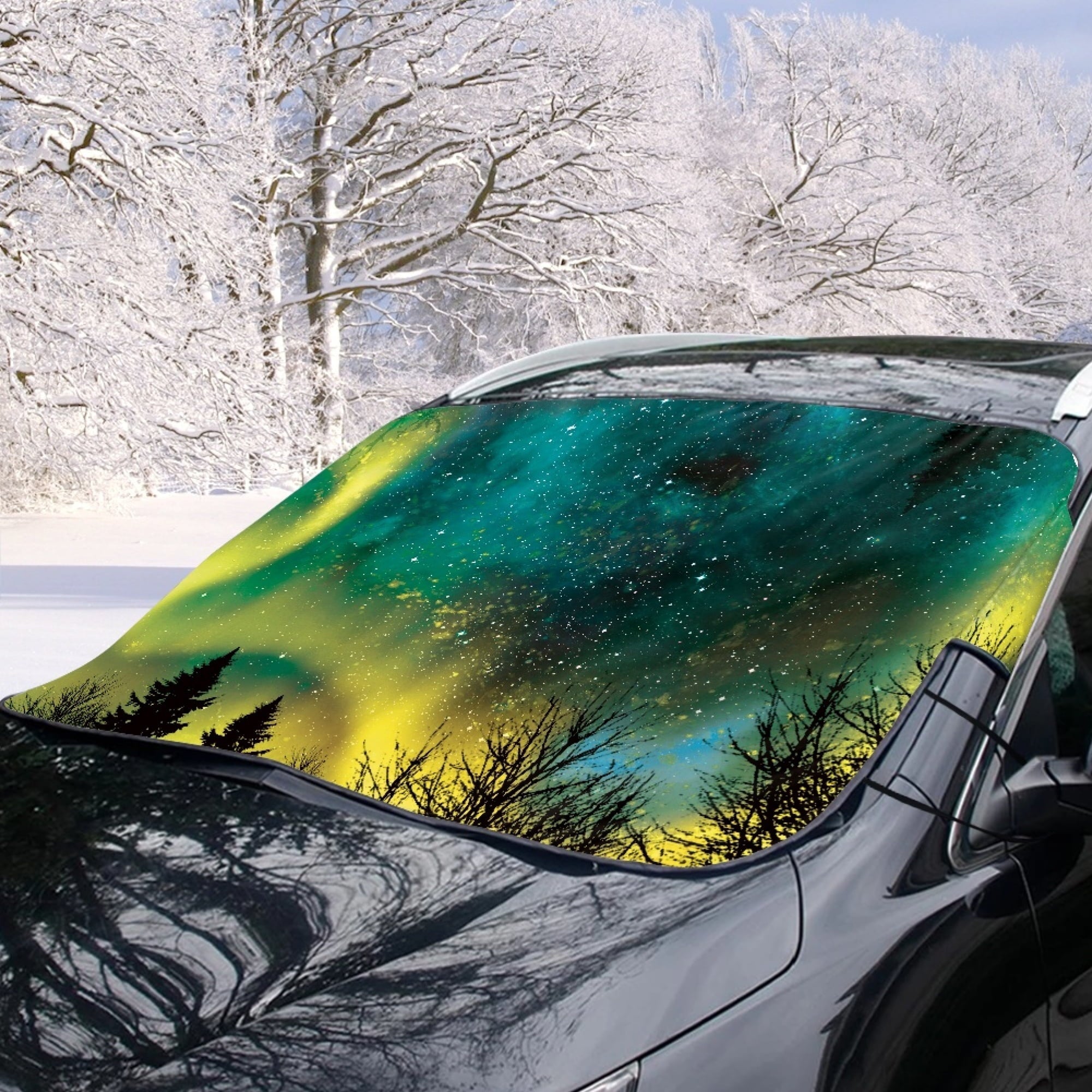 HOTYD Starry Sky Car Windshield Snow Covers Aluminum Film Material Waterproof Corrosion-Resistant Trucks SUVs Auto Vehicl 55.9x37.7 inches