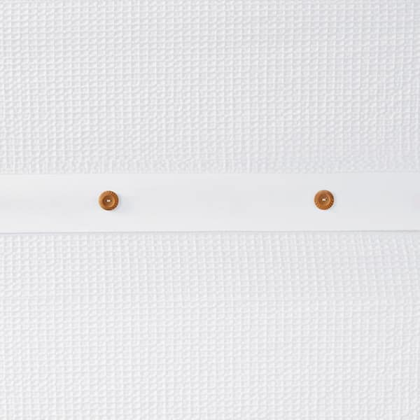 Rianon White 72 in. x 72 in. 100% Cotton Waffle Weave Textured Shower Curtain