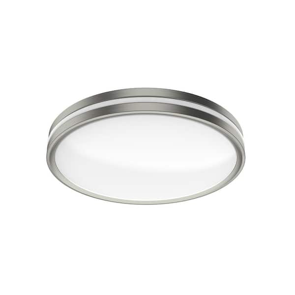 Ashburrow 15 in. Light Brushed Nickel Adjustable CCT Integrated LED Flush Mount with Night Light