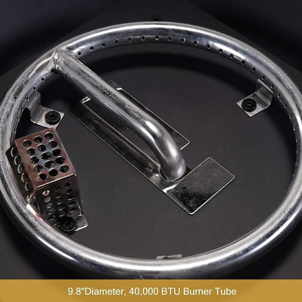 24 in. Gray Square Metal Propane Fire Pit Table