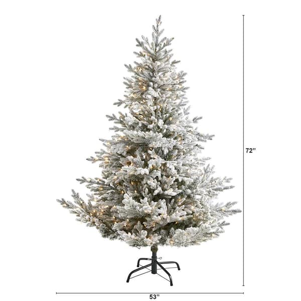 6 ft. Pre-Lit Flocked Fraser Fir Artificial Christmas Tree with 500 Warm White Lights
