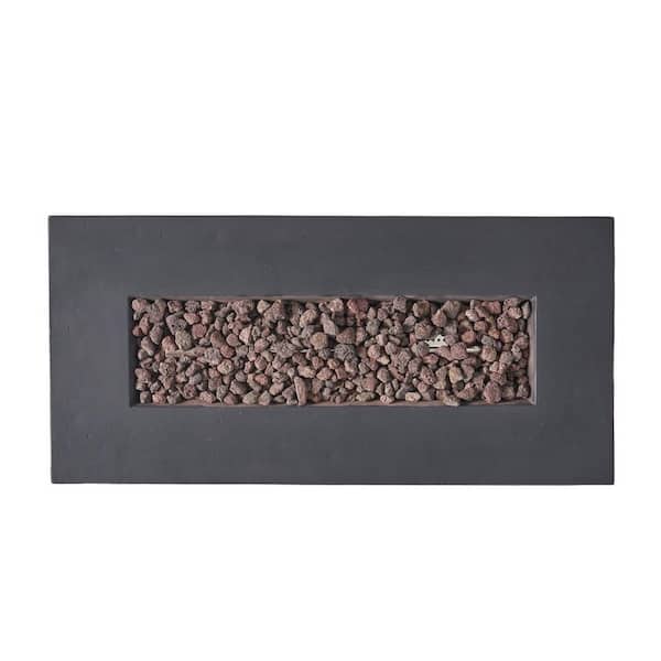 Mayfair Dark Gray Rectangular Stone Fire Pit (No Tank Holder)