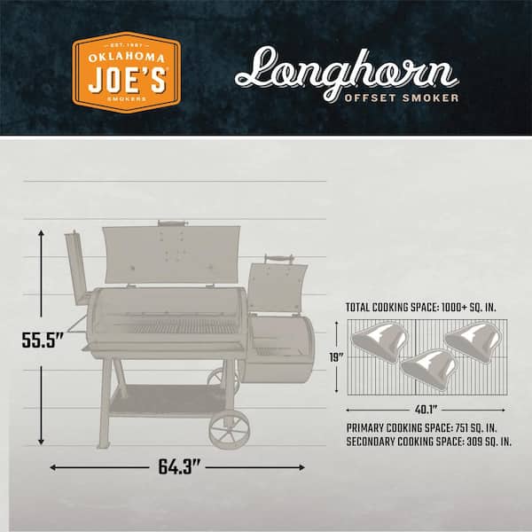 Longhorn Offset Smoker in Black with 1,060 sq. in. Cooking Space