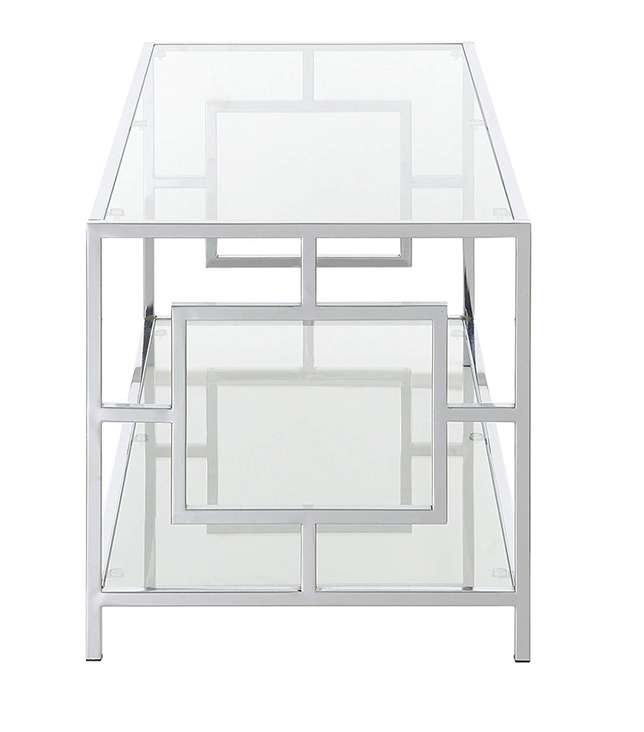 Convenience Concepts Town Square Coffee Table, Clear Glass/Chrome Frame