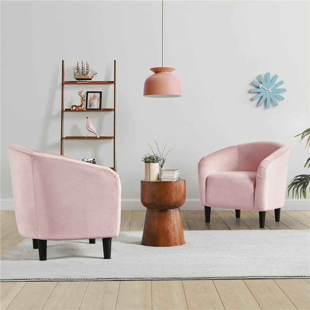 Easyfashion Tub Chair, Set of 2, Pink Velvet