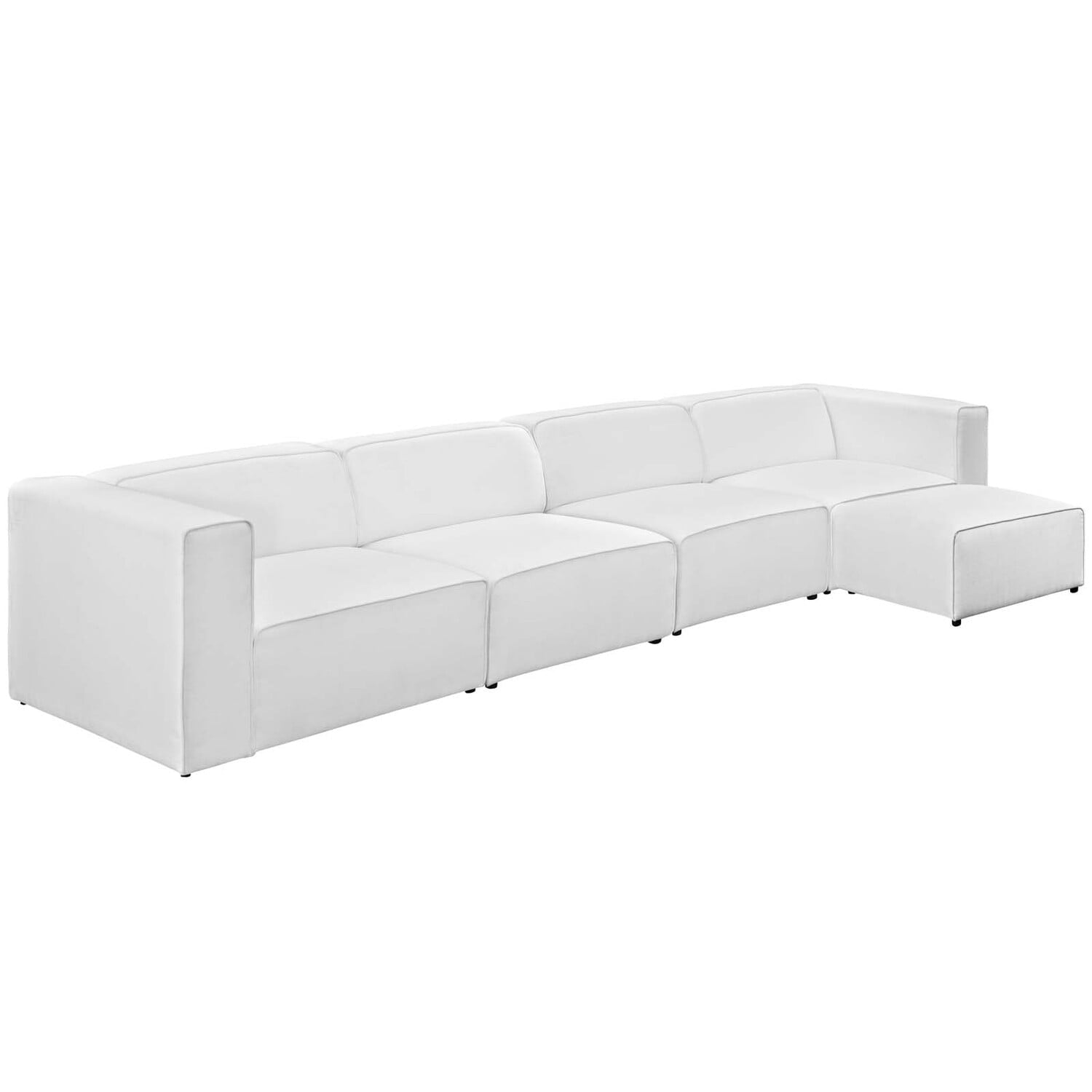 Modway Mingle 5 Piece Upholstered Fabric Sectional Sofa Set in White