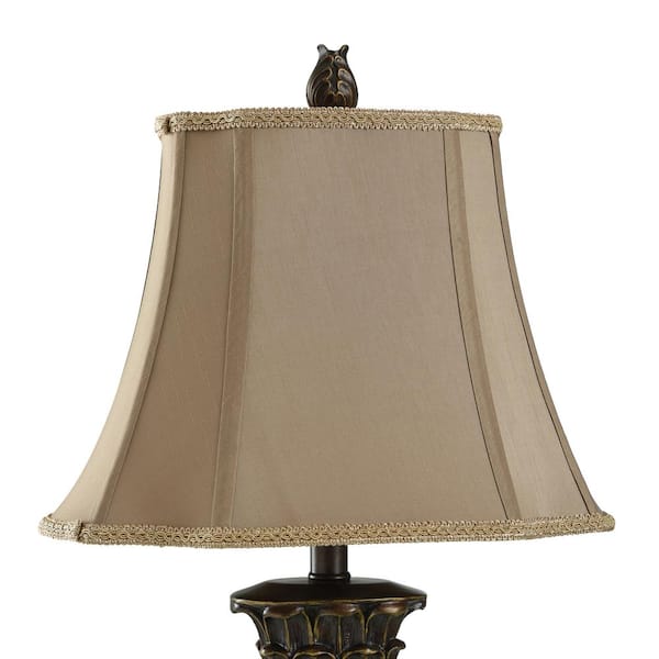 30 in. Blue/Brown/Bronze/Gold Table Lamp with Taupe Fabric Shade