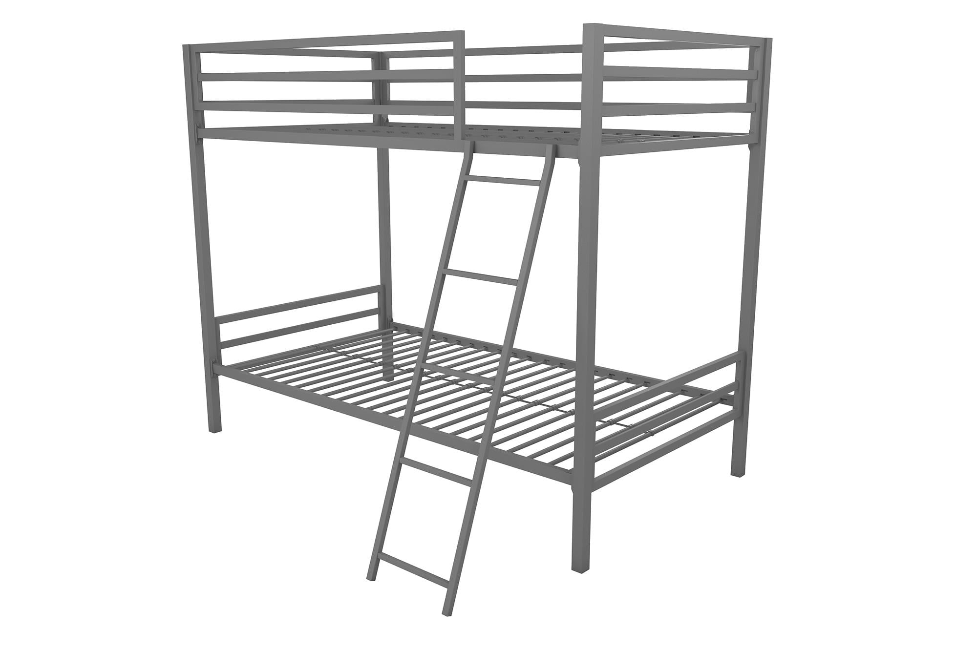 Teen Novogratz Charlie Twin-Over-Twin Metal Bunk Bed, Gray