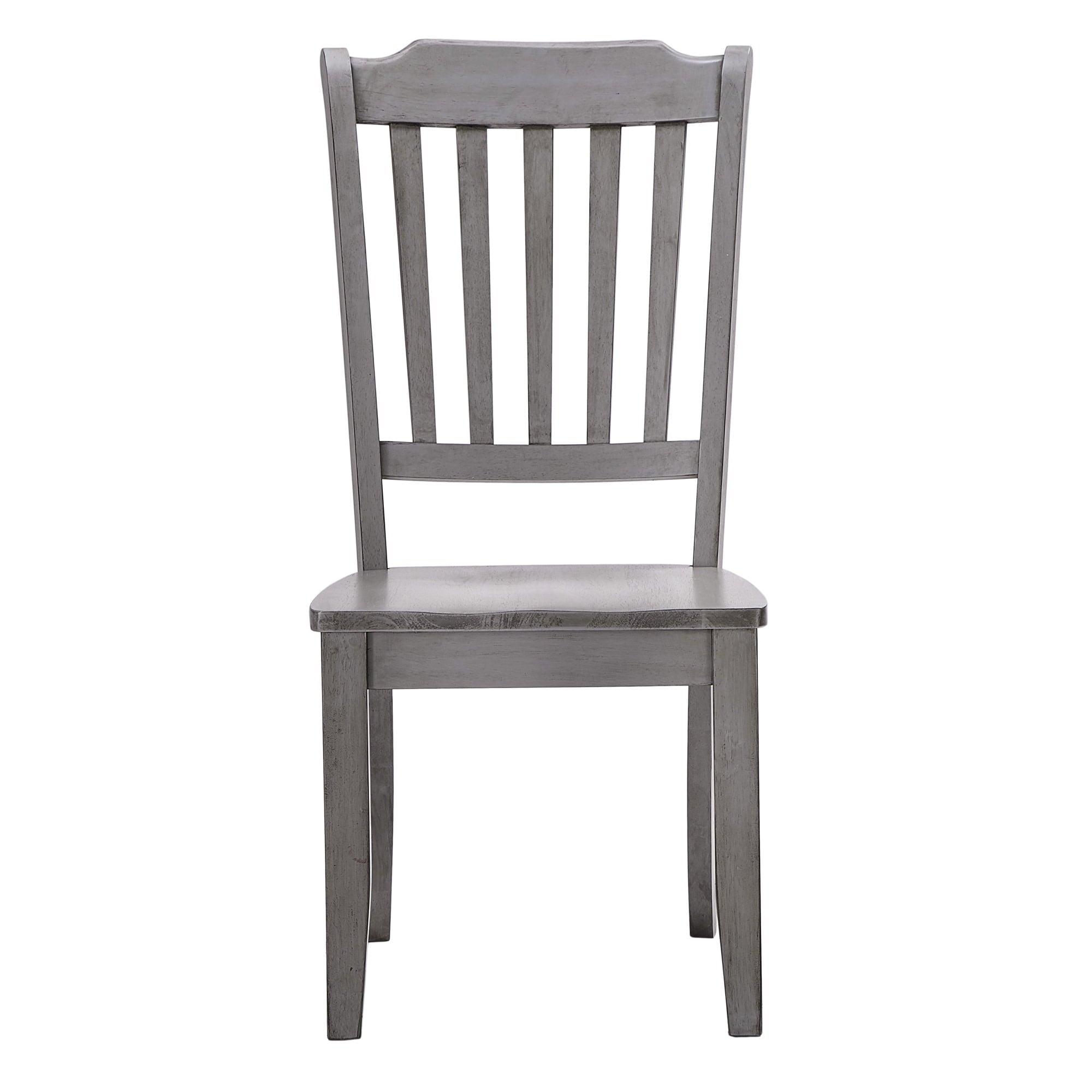 Weston Home Farmhouse Slat Back Wood Dining Chairs, Set of 2, Antique Grey Finish