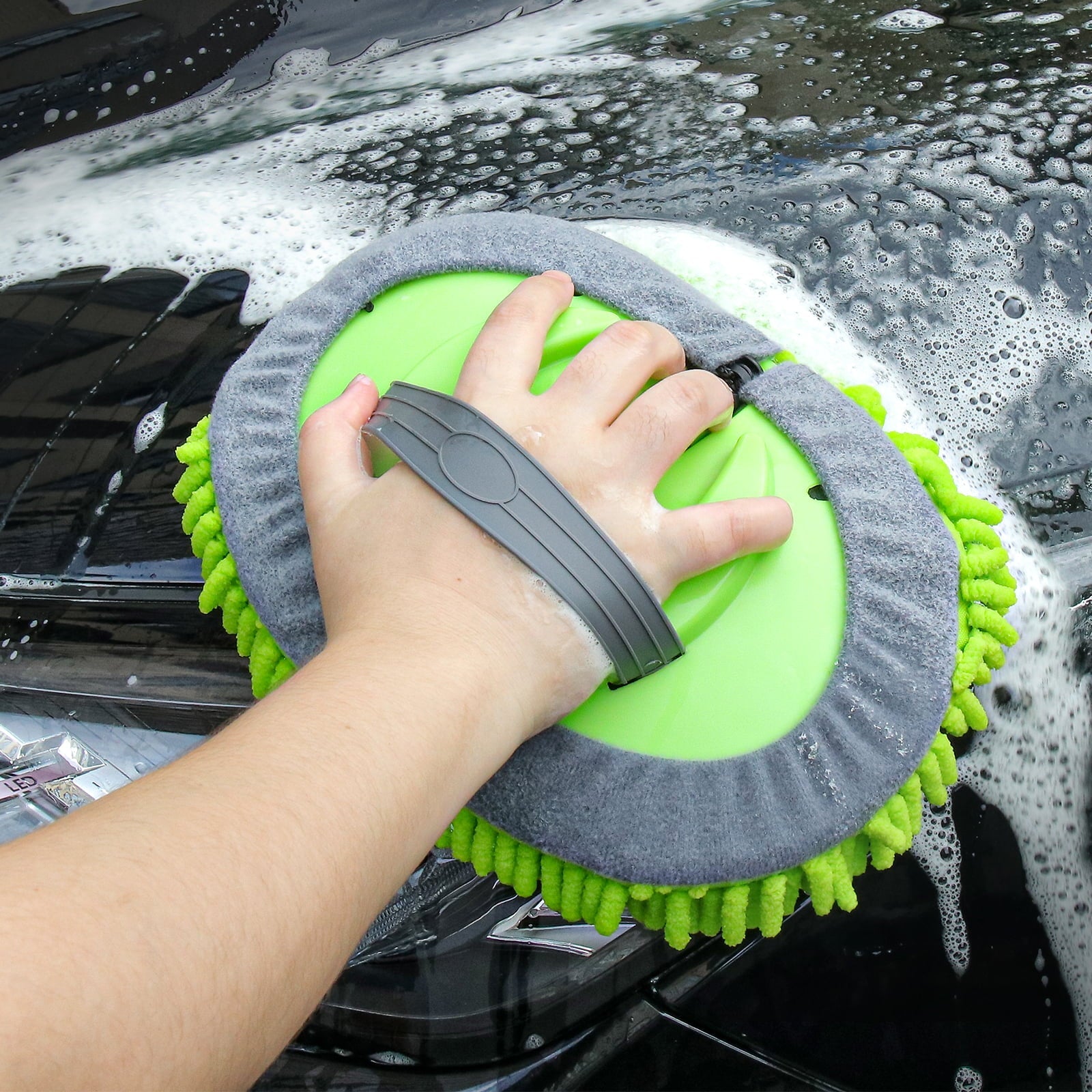 MATCC 62'' Car Wash Brush with Long Handle Car Wash Mop Mitt Sponge Chenille Microfiber Car Cleaning Tools Supplies Scratch Free Car Brush Kit Duster with Extension Pole for Washing RV Truck and Bus