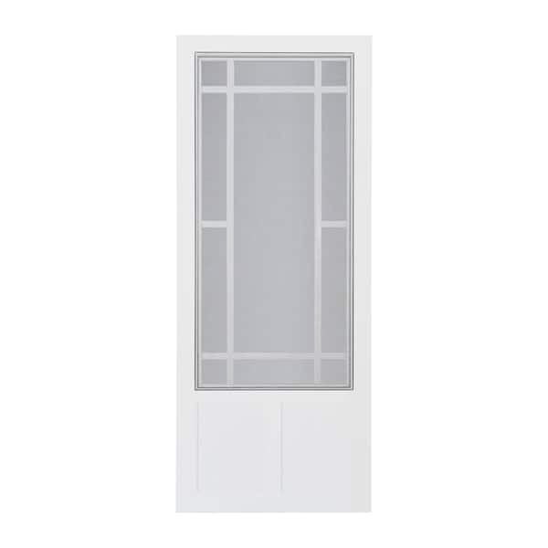 32 in. x 80 in. Prairie View Solid Vinyl White Screen Door