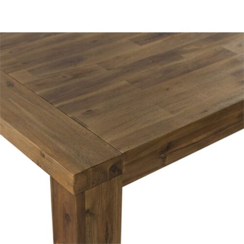 Rectangular Extendable Wooden Dining Table with Grain Details in Brown