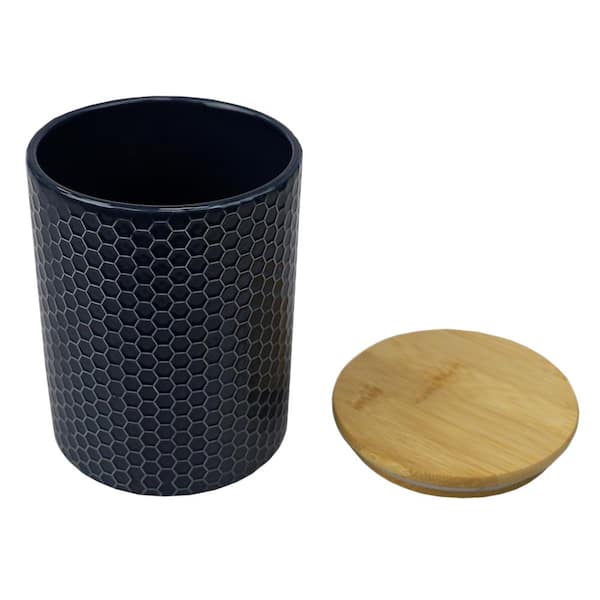 Honeycomb Medium Ceramic Canister, Navy