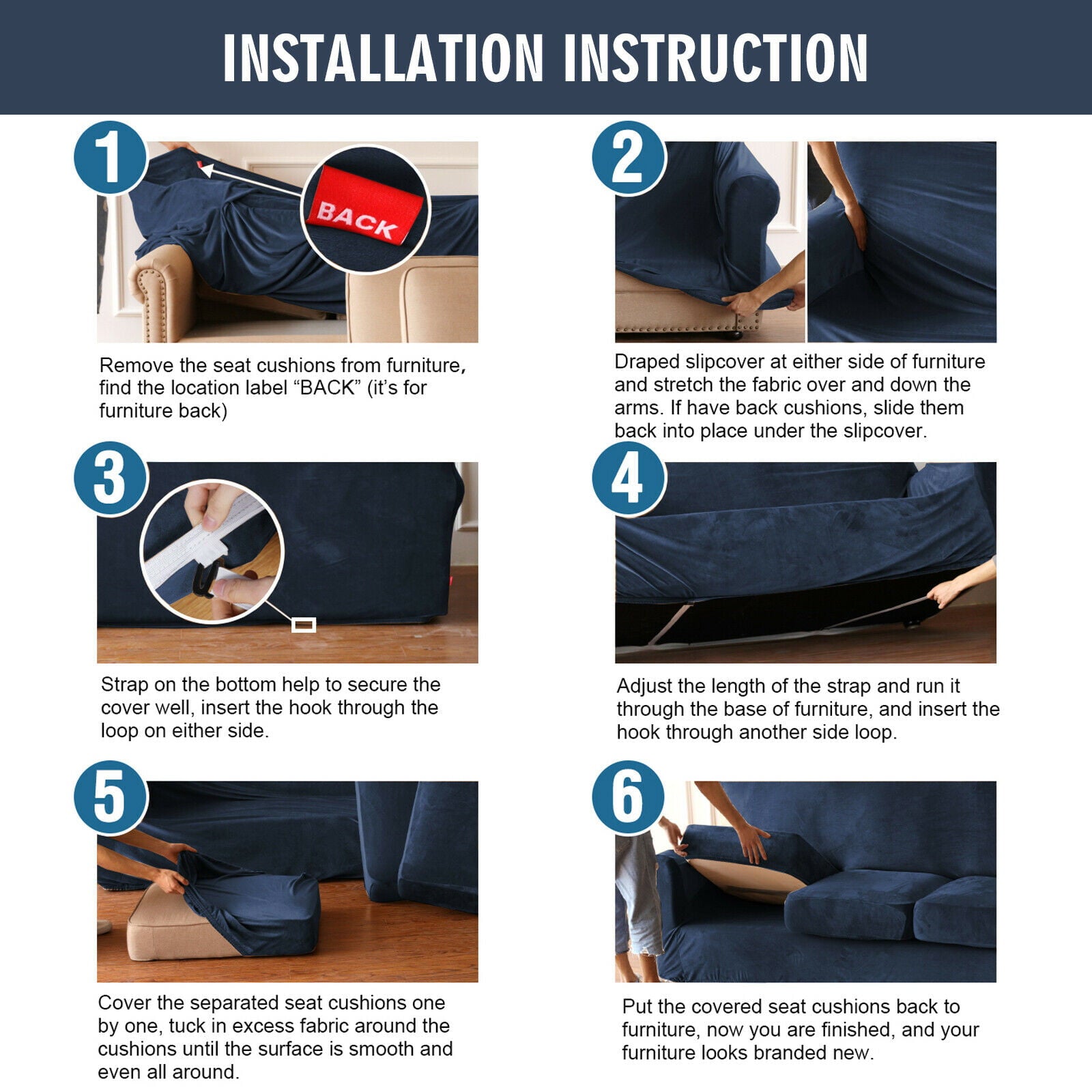 Topchances Velvet Plush 4 Piece Stretch Sofa Covers Couch Covers for 3 Cushion Couch 3 Seater Covers (Base Cover Plus 3 Individual Cushion Covers) Feature Thick Soft Stay in Place