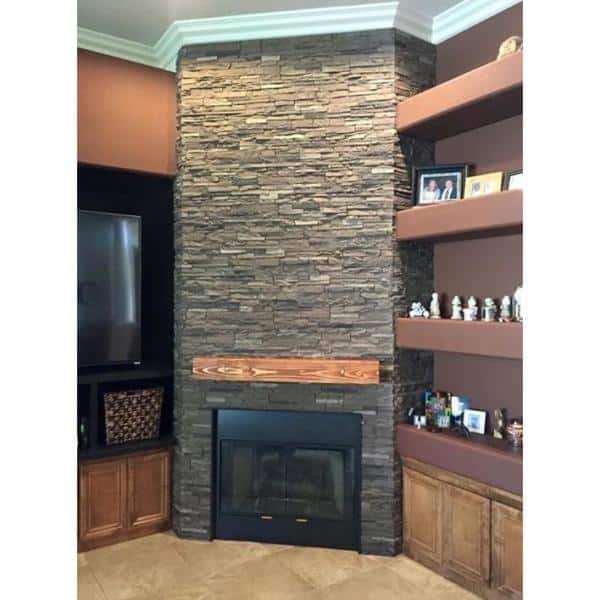 Slatestone Large 43 in. x 15.5 in. Polyurethane Faux Stone Panel in Brunswick Brown