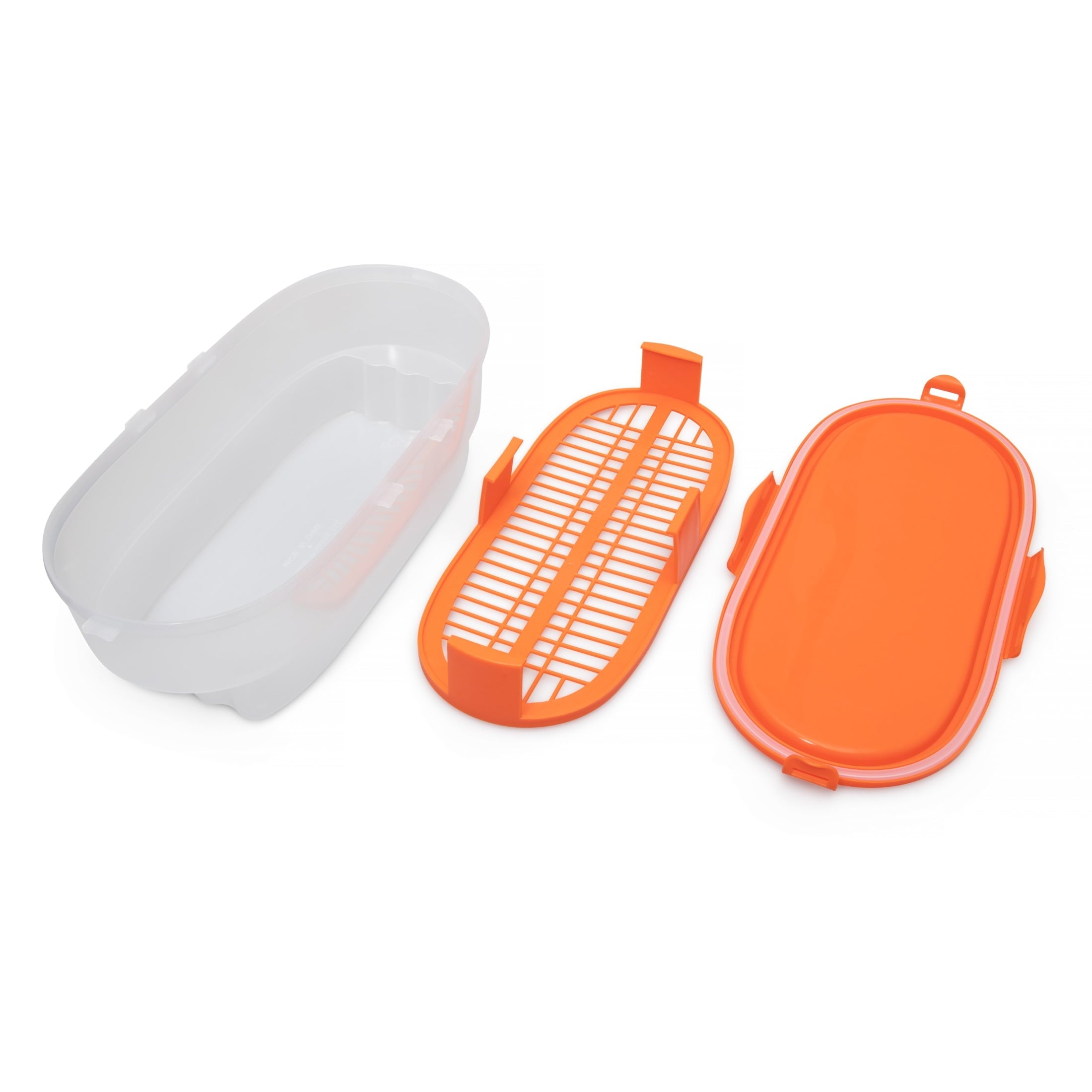 Products Corp Easy Breader Batter Bowl All-in-1 Mess Breading Station Tray Snap-Shut Lid with Silicone Ring For Coating Fried or Baked Food With Deep Fry Cooking Thermometer