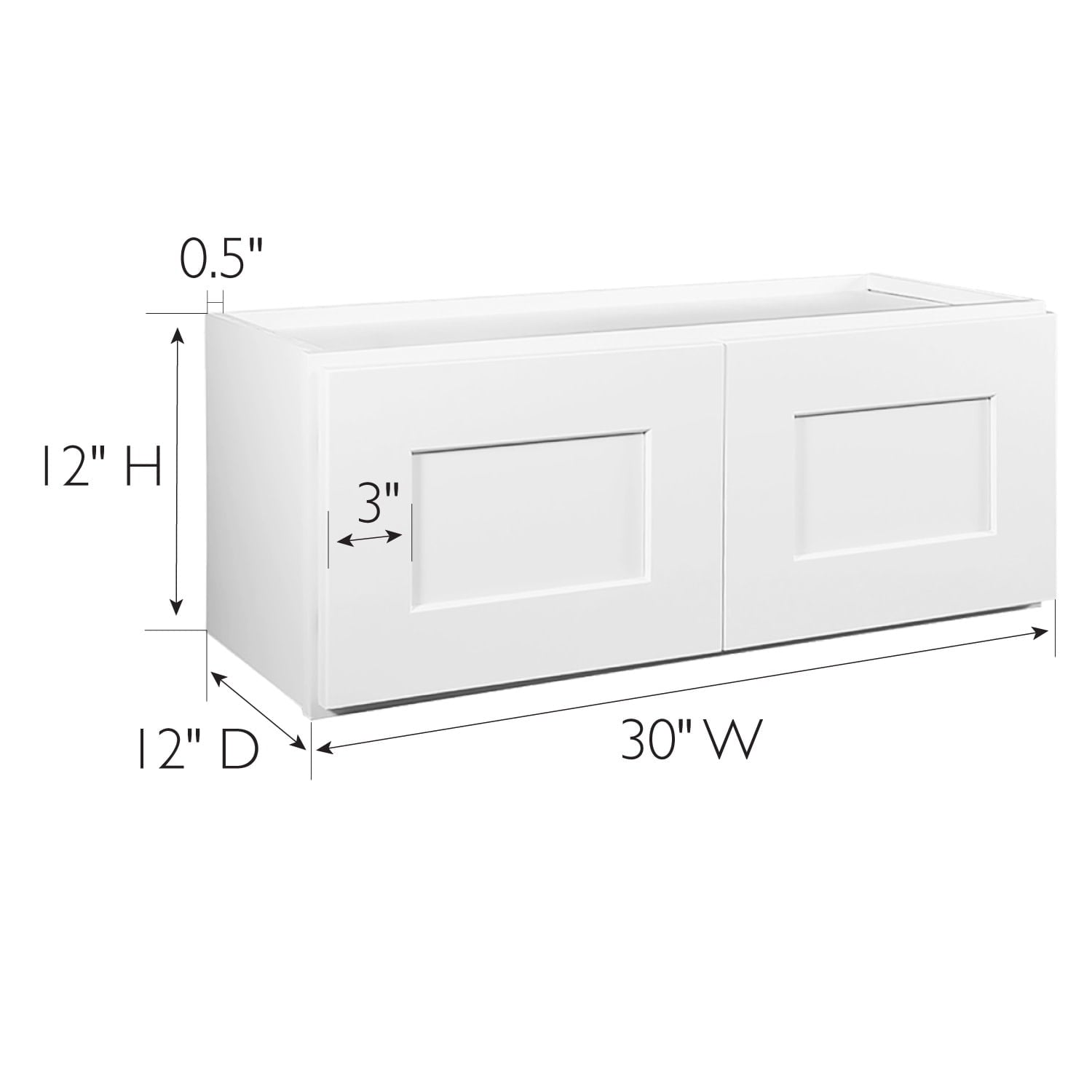 Design House 561621 Brookings Unassembled Shaker Wall Kitchen Cabinet 30x12x12, White