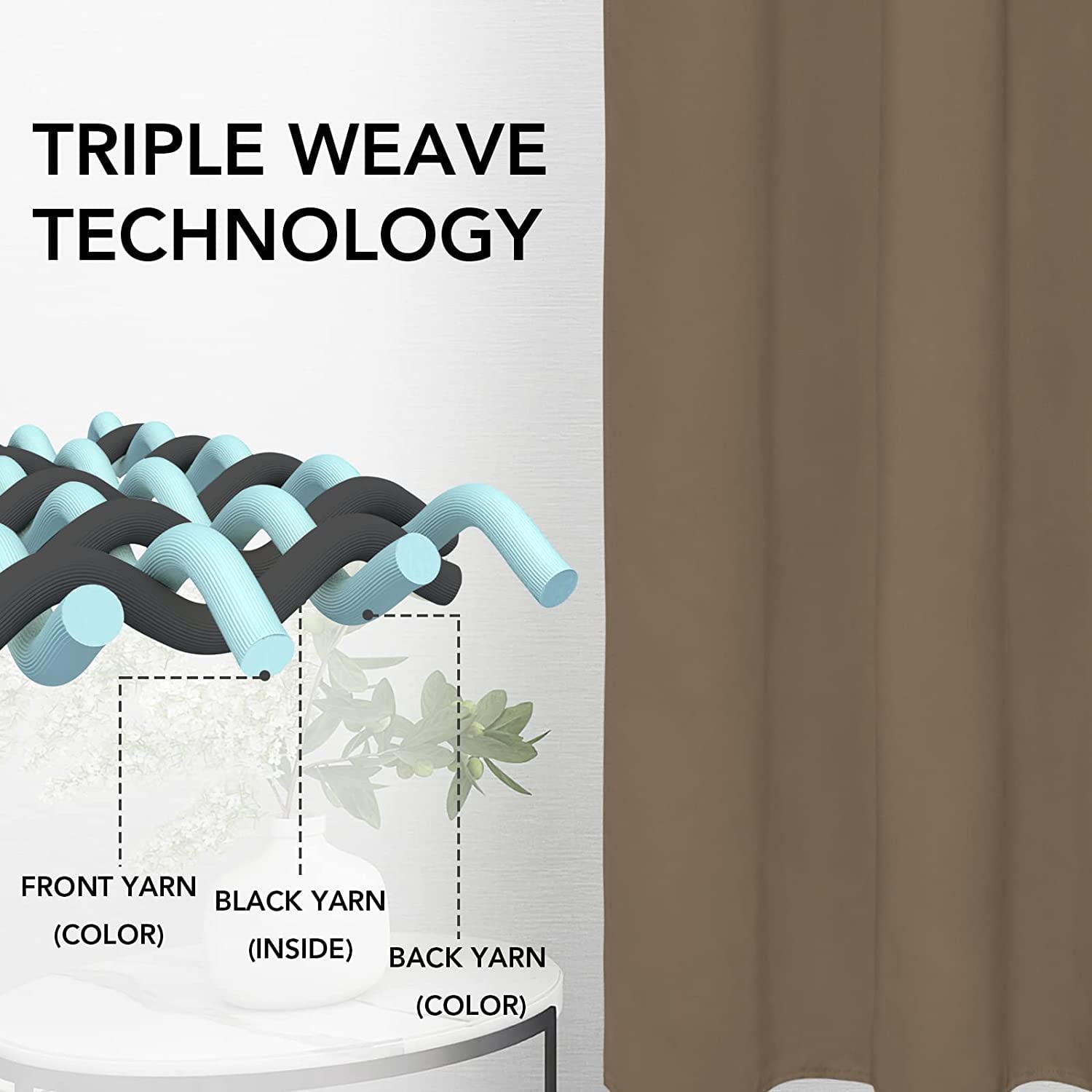 Easy-Going Blackout Room Darkening Rod Curtains, Camel, 42x63 in