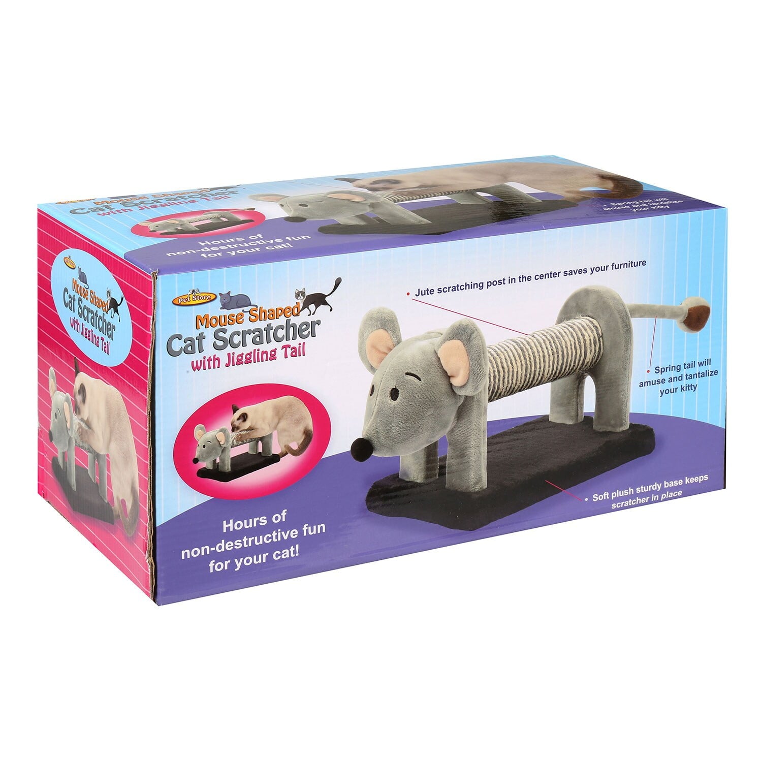 Kitten Scratching Post - Mouse Shaped Cat Pole with Spring Tail Ball Toy