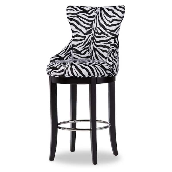 Peace Zebra Printed Fabric Upholstered Bar Stool