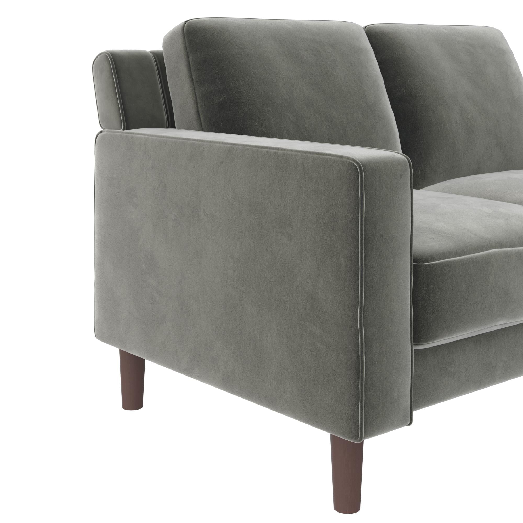 DHP Bryanna Loveseat 2 Seater Sofa , Gray Velvet