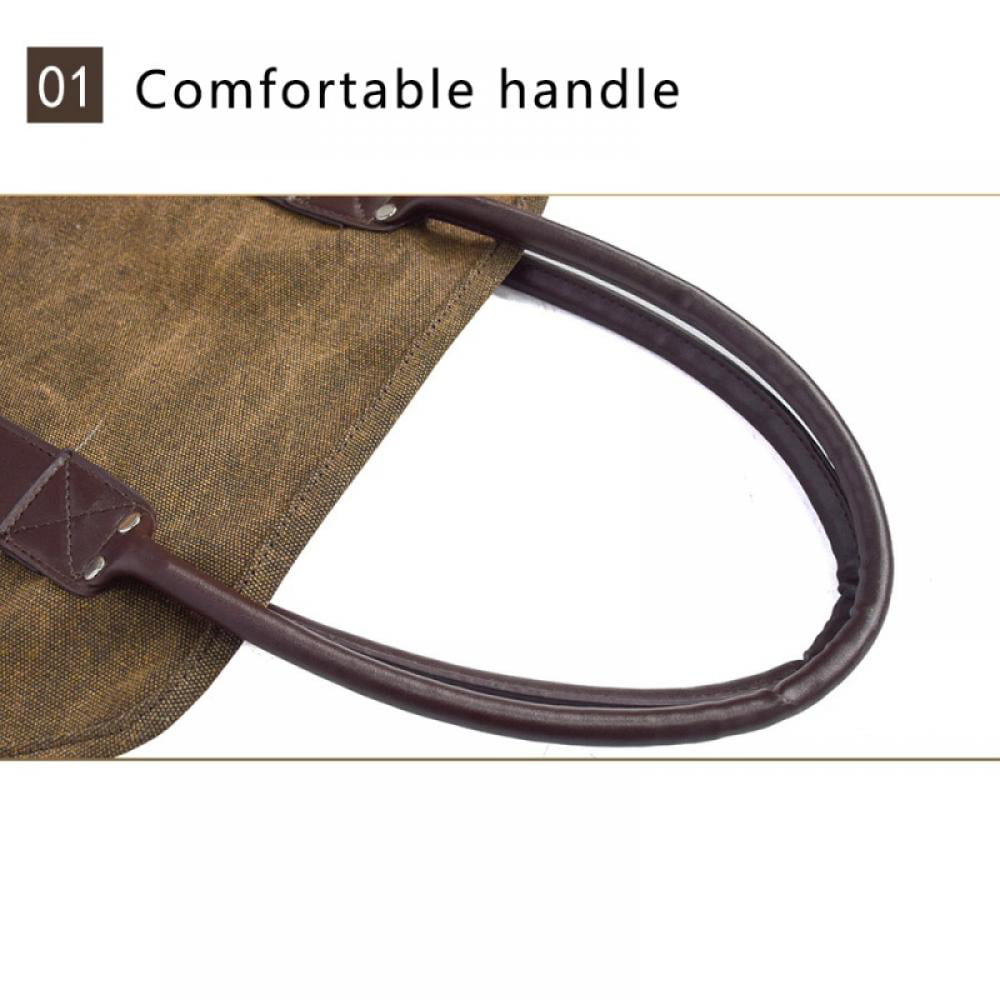 Pretty Comy Firewood Carrier 36x16 Inch Durable Waxed Canvas Log Carrier Heavy Duty Tote,Fire Place Sturdy Wood Carring Bag with Handles Security Strap for Camping Indoor