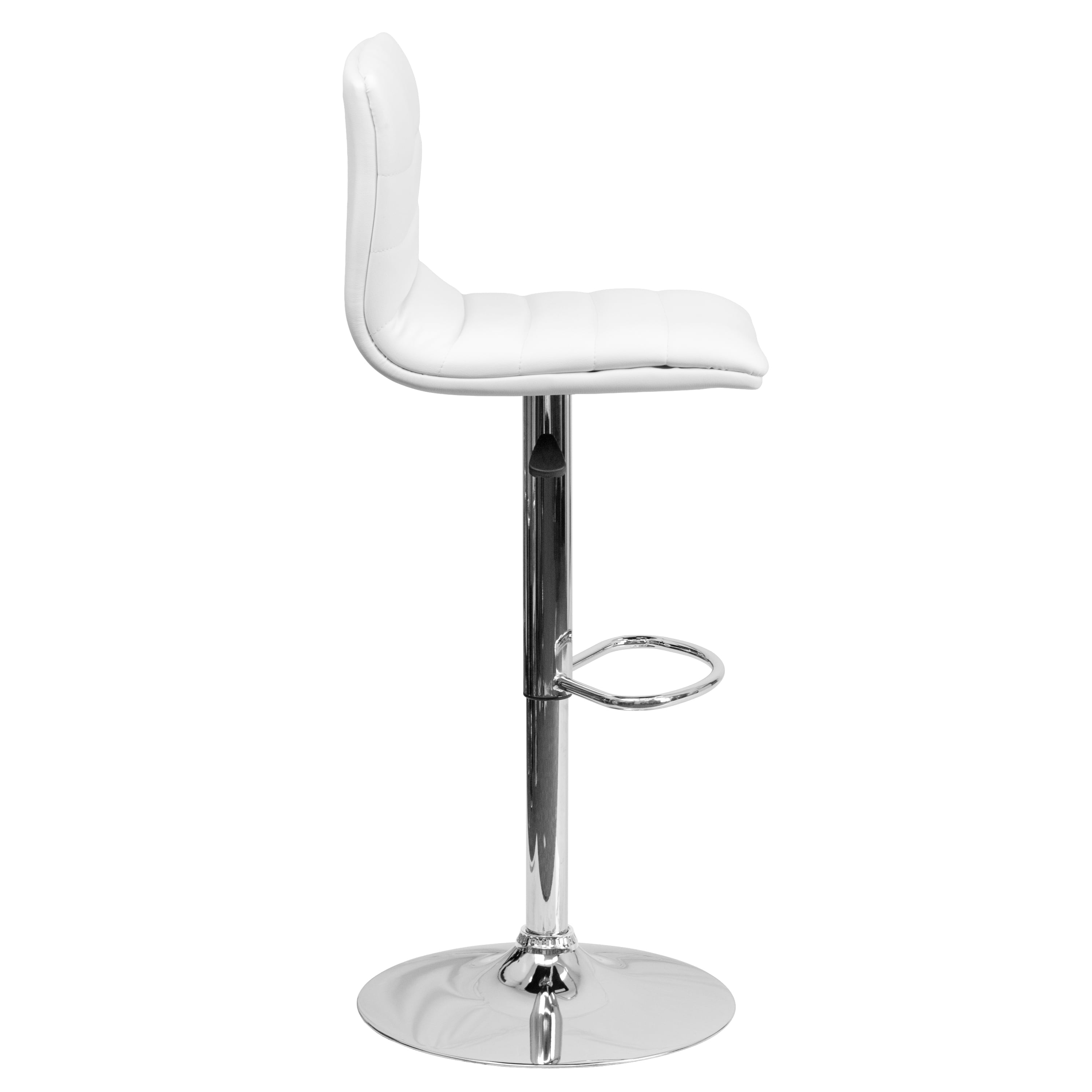 Flash Furniture Betsy Modern White Vinyl Adjustable Bar Stool with Back, Counter Height Swivel Stool with Chrome Pedestal Base
