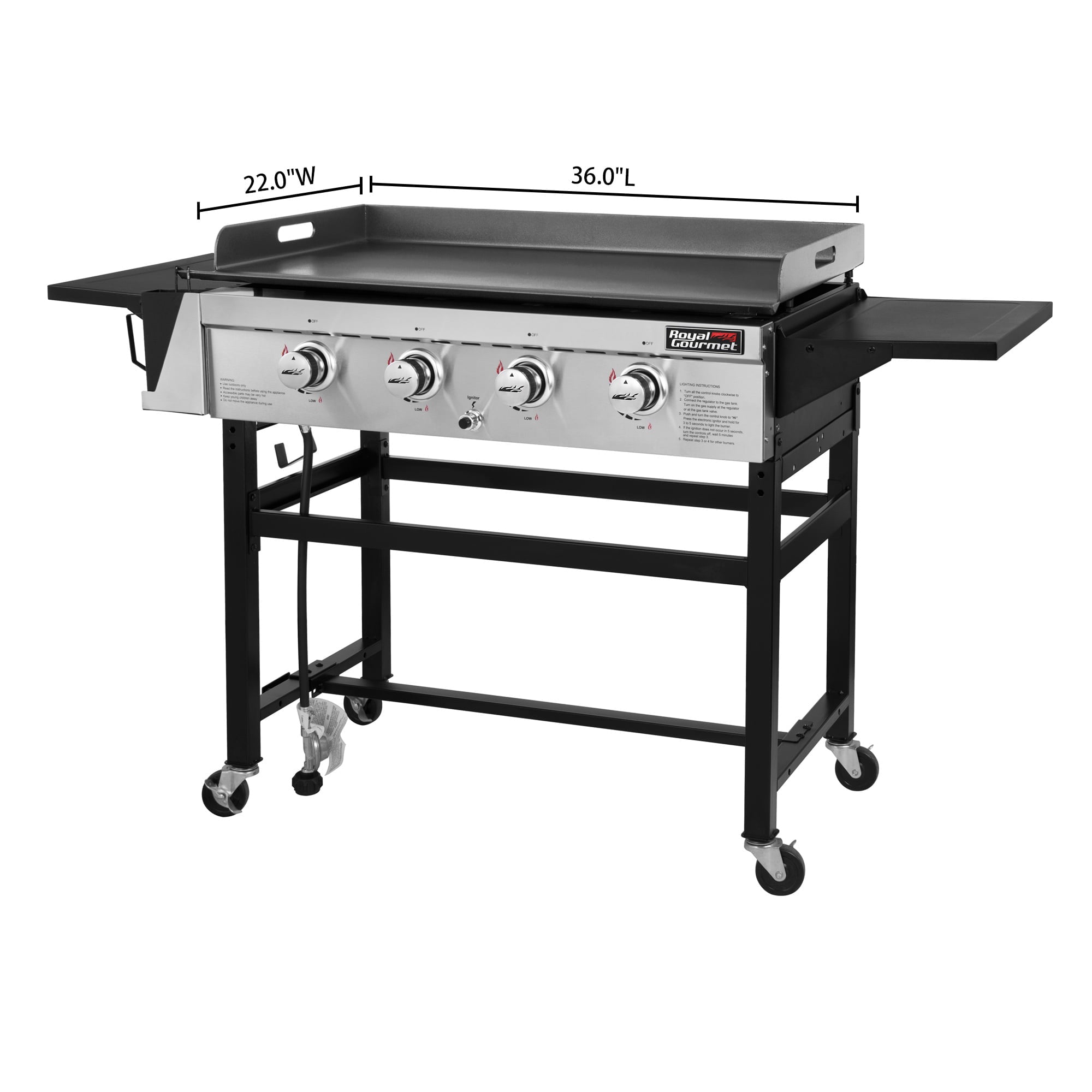 Gourmet GB4001C 4-Burner 52000-BTU Propane Gas Grill Griddle, 36