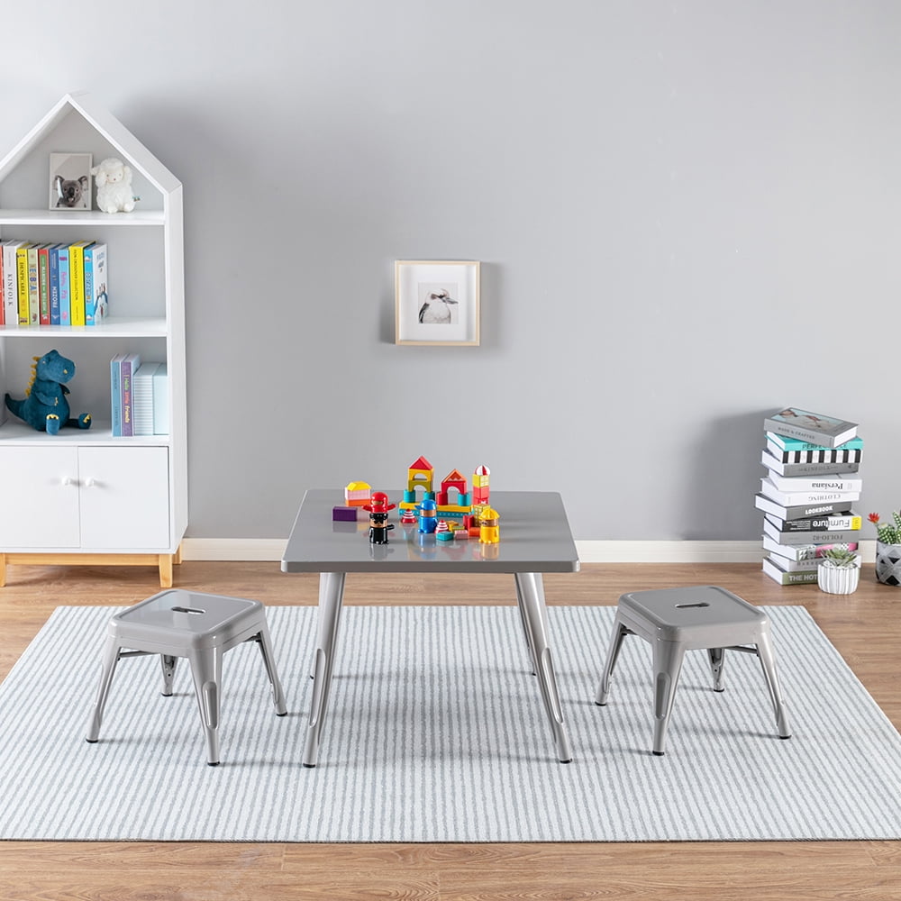 Harper & Hudson Kids Metal Stools, Gray