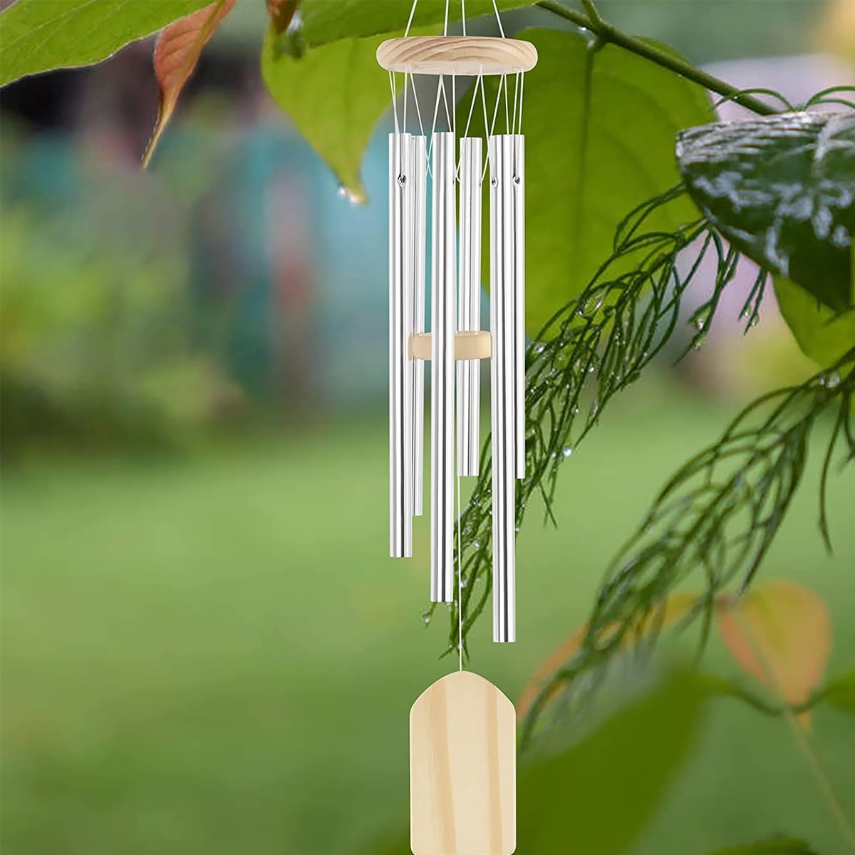 6 Tubes Wind Chimes Large Resonant Bell Chapel Church Garden Home Decor, 18*18*20*22*24*26cm