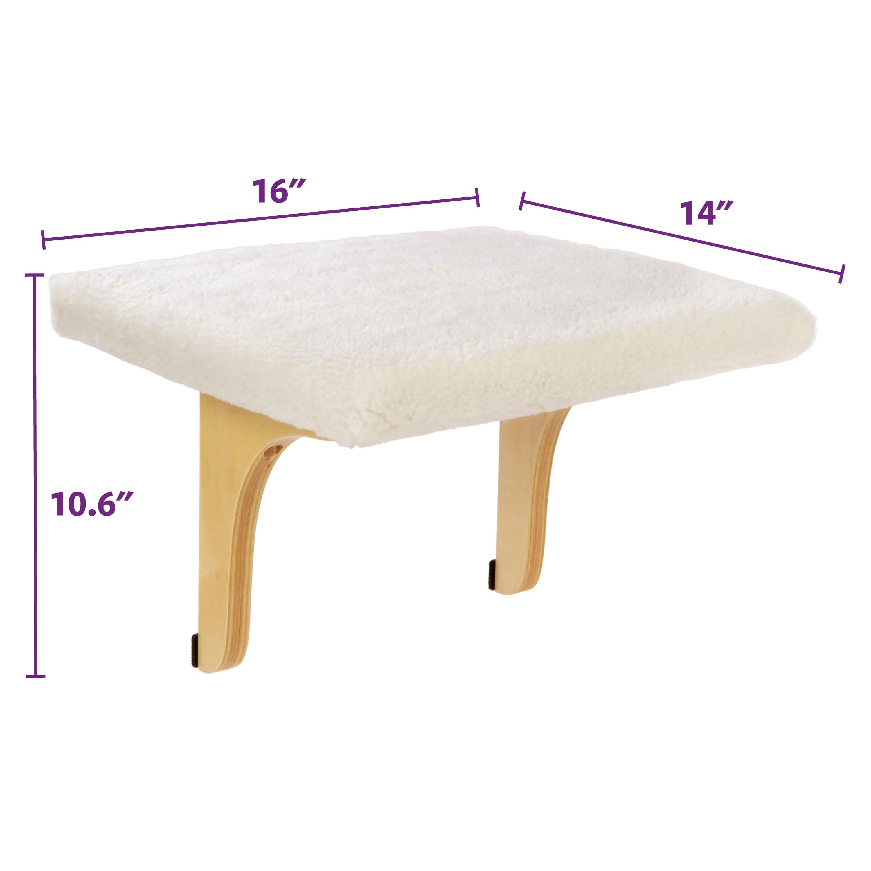 SmartyKat Paw Perch Padded Window Sill Mounted Mat Cat Perch & Plush Sherpa Cover, Cream
