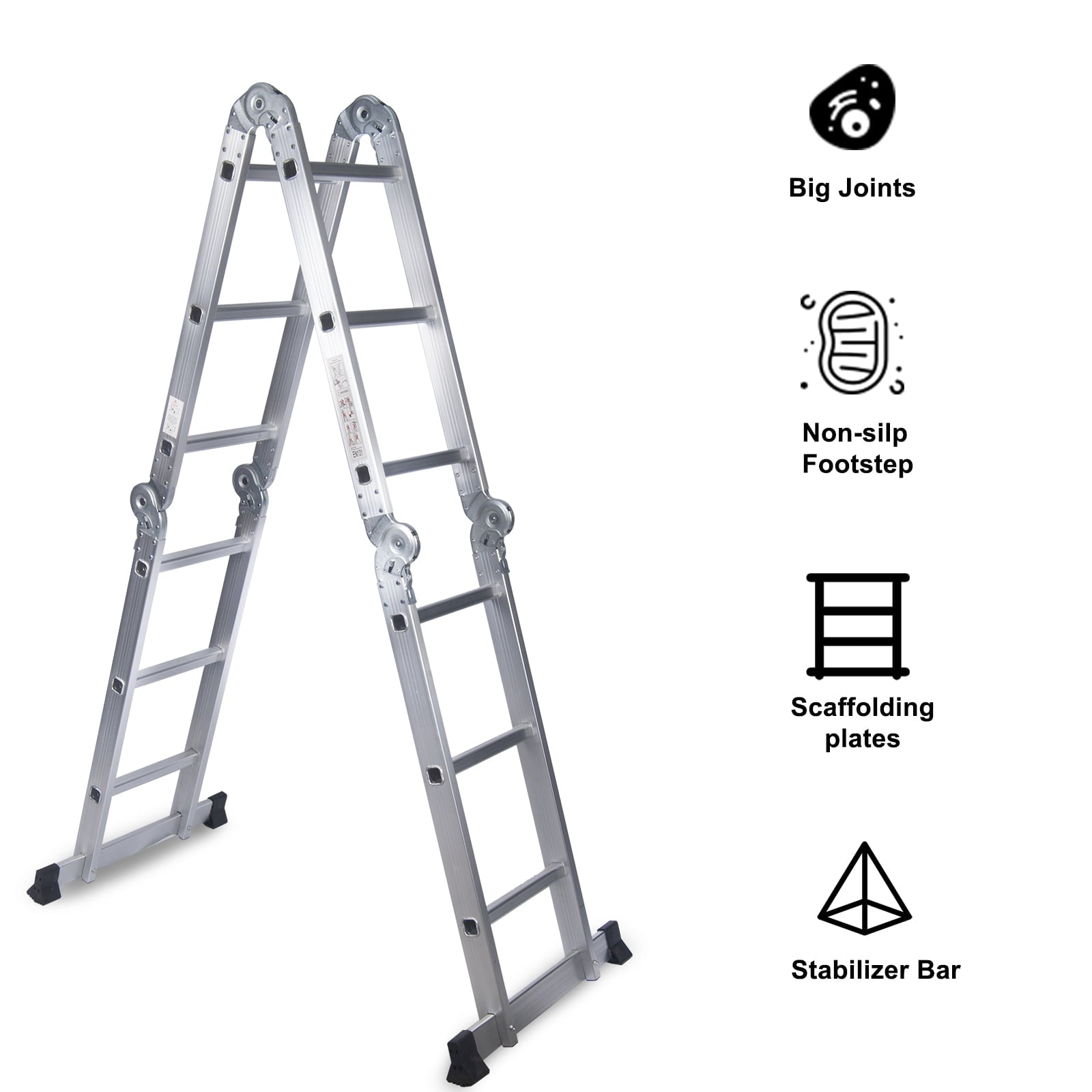 Comie 330lb 12.5ft Multi Purpose Aluminum Folding Step Ladder