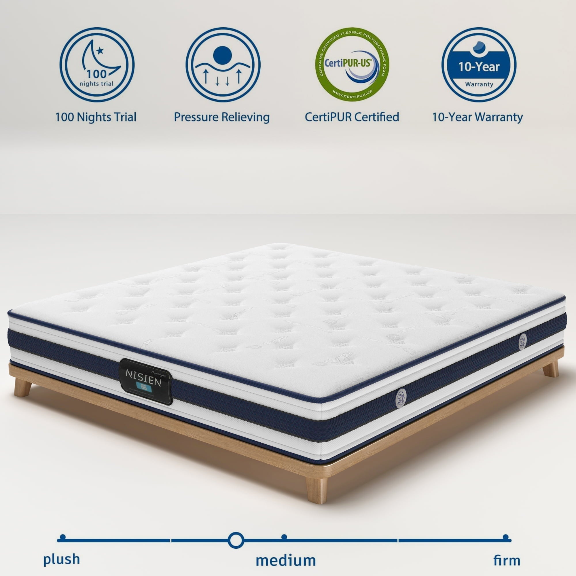 Queen Mattress, 10 Inch Innerspring Hybrid Mattress in a Box with Gel Memory Foam, Individually Wrapped Encased Coil Pocket Spring Mattress, Pressure Relief, Medium Firm Support,60