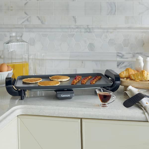 Kenmore Non-Stick Electric Griddle with Removable Drip Tray, Black, Large 10 in. x 18 in. Cooking Surface