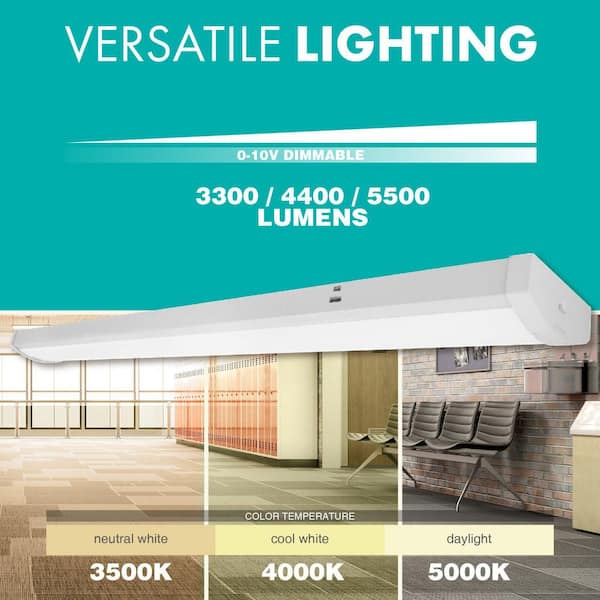 30/40/50-Watt 40/64/96-Watt Equivalent Integrated LED White 48 in. Wraparound Light 3500/4000/5000K (4-Pack)