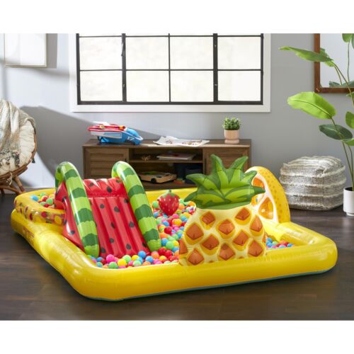 Intex Fun 'N Fruity Outdoor Inflatable Kiddie Pool Play Center with Water Slide